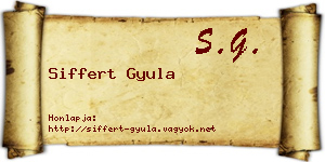 Siffert Gyula névjegykártya